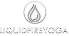 Liquid Fire Yoga logo of water droplets, fire and waxing crescent moon